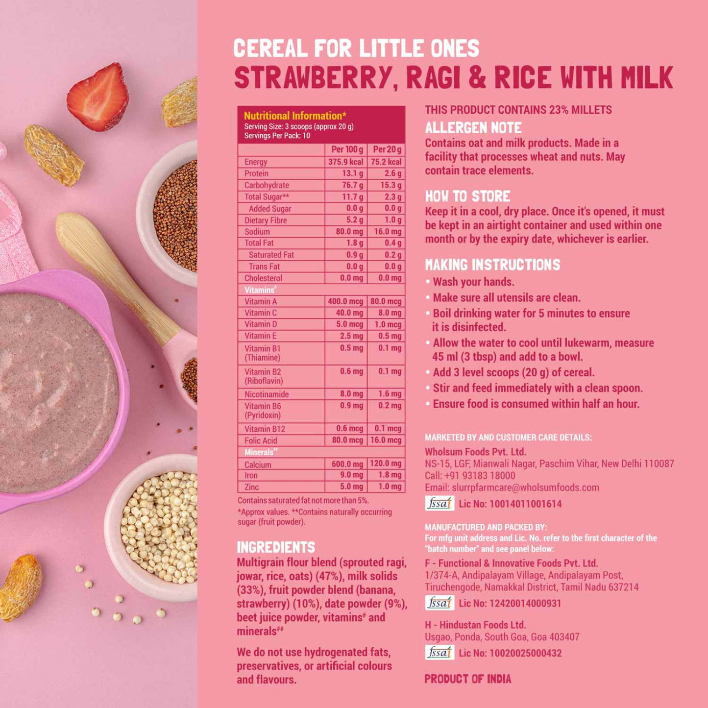 Strawberry, Ragi & Rice Toddler Cereal