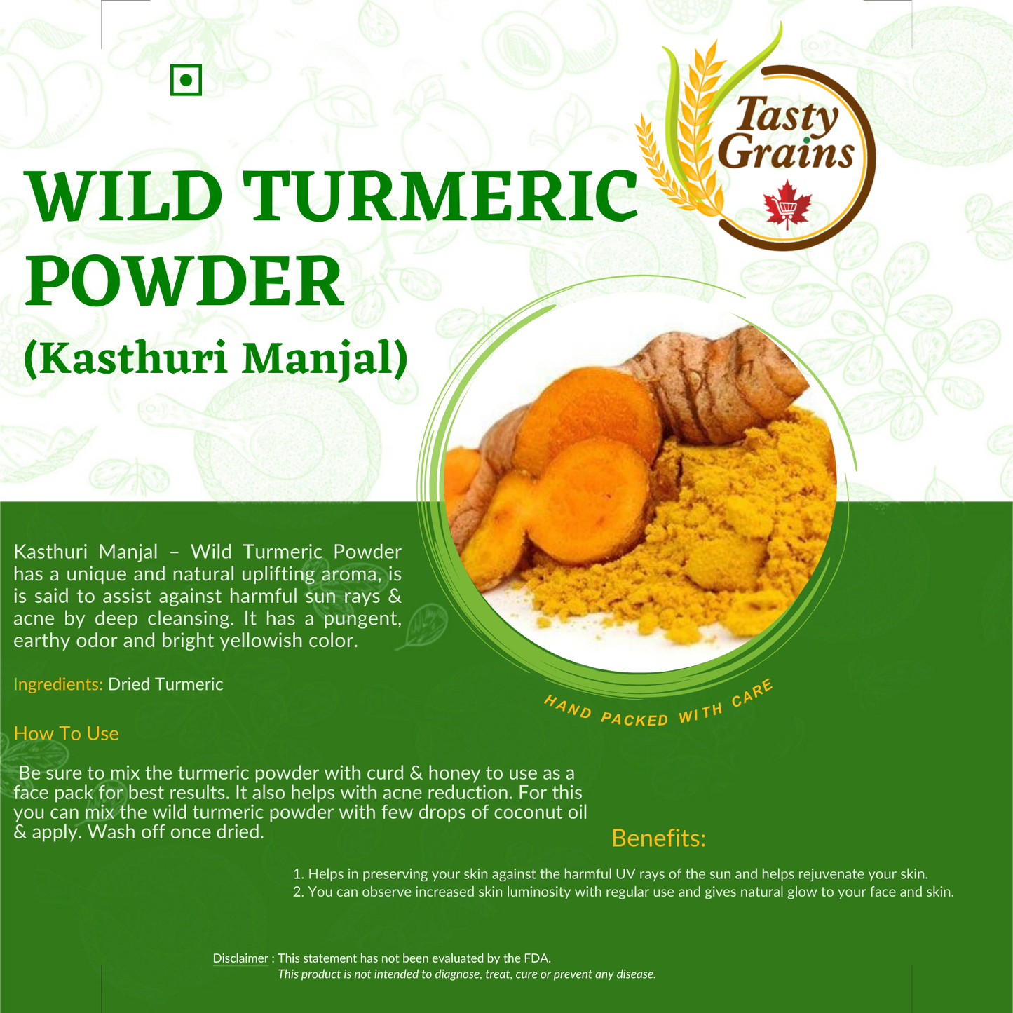 Wild Turmeric Powder(Kasturi Manjal)
