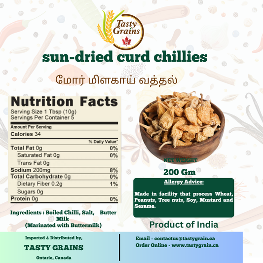 Sun dried Curd Chillies - Mor Milagai